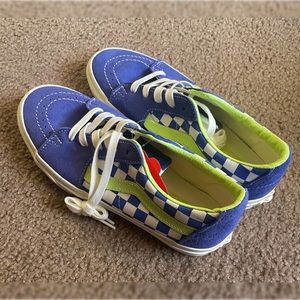 Checkerboard Blue Green sk8-low vans